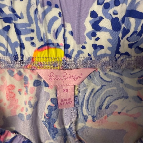 Lilly Pulitzer Wide Leg Pants XS Multicolor Tropical Print Rayon 34” Inseam - Picture 4 of 6